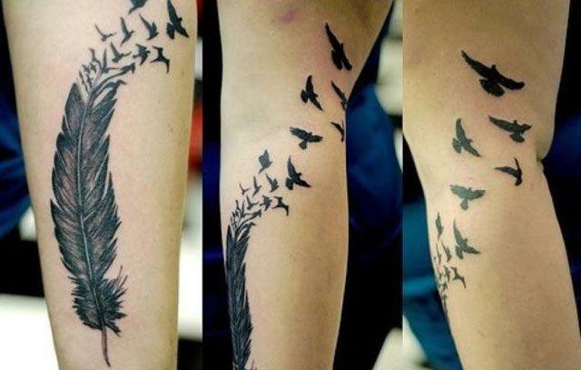 black doves flying tattoo