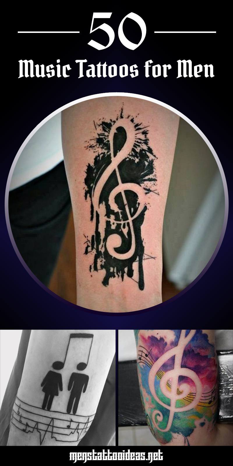 Music Notes Tattoos For Men On Neck